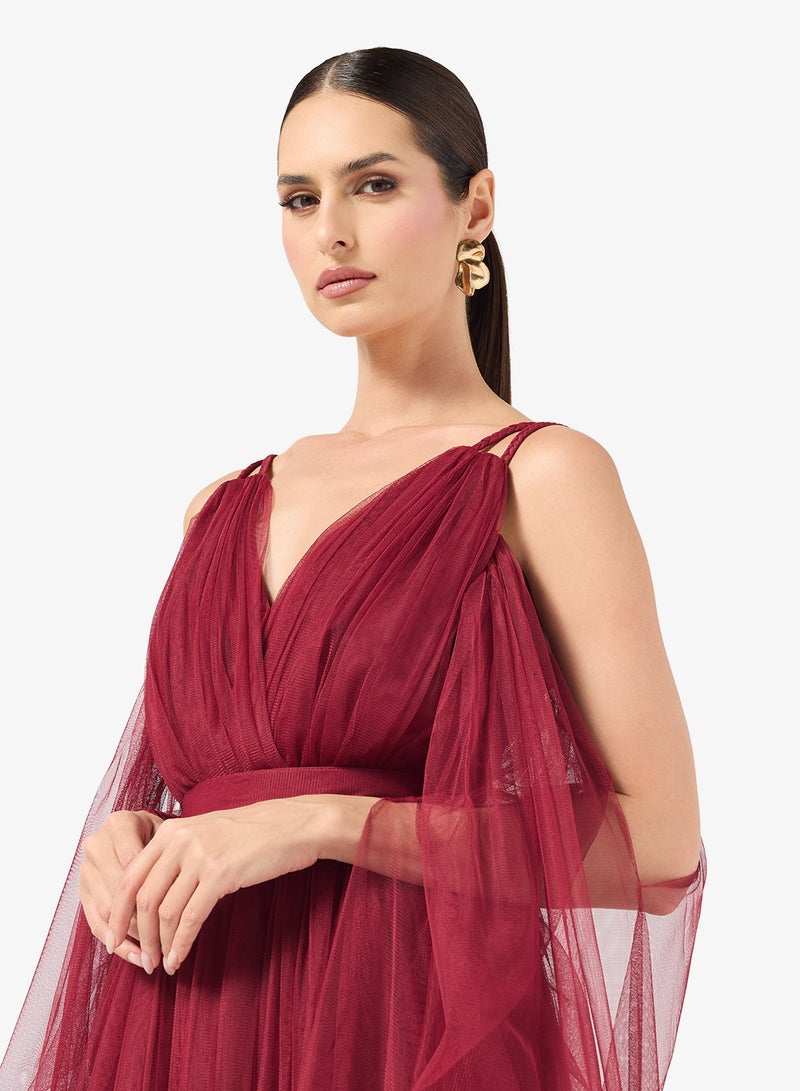Ella Limited Edition Cold Shoulder Evening Dress With Exaggerated Sleeves - Image 3