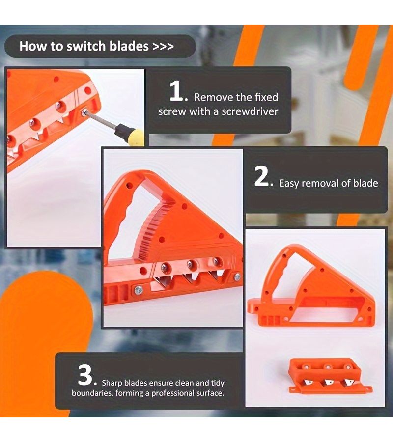 Orange Drywall Edge Tool 10 Blades for Precise 45 60 Degree Beveling Cutter - Image 4