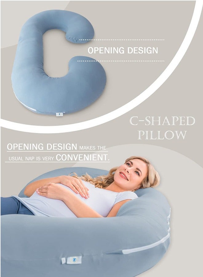 Cool Baby Maternity Pillow With Light Blue Cooling Cover C-Shaped Body Pillow And Maternity Support Provides Back Hip Leg Abdominal Support For Pregnant Women  - Image 2