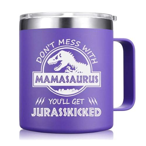 Abledn Gifts for Mom - Don'T Mess With Mamasaurus You'll Get Jurasskicked Coffee Mug - Gifts for Mom from Daughter, Son - Birthday for Mother (14Oz,Purple) - Image 1