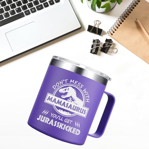 Abledn Gifts for Mom - Don'T Mess With Mamasaurus You'll Get Jurasskicked Coffee Mug - Gifts for Mom from Daughter, Son - Birthday for Mother (14Oz,Purple) - Image 5