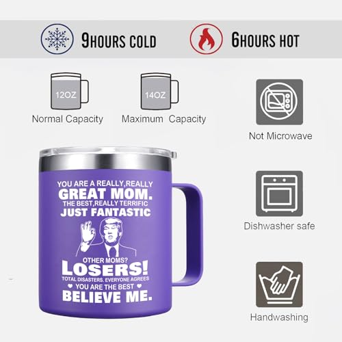 Abledn Gifts for Mom - Don'T Mess With Mamasaurus You'll Get Jurasskicked Coffee Mug - Gifts for Mom from Daughter, Son - Birthday for Mother (14Oz,Purple) - Image 3