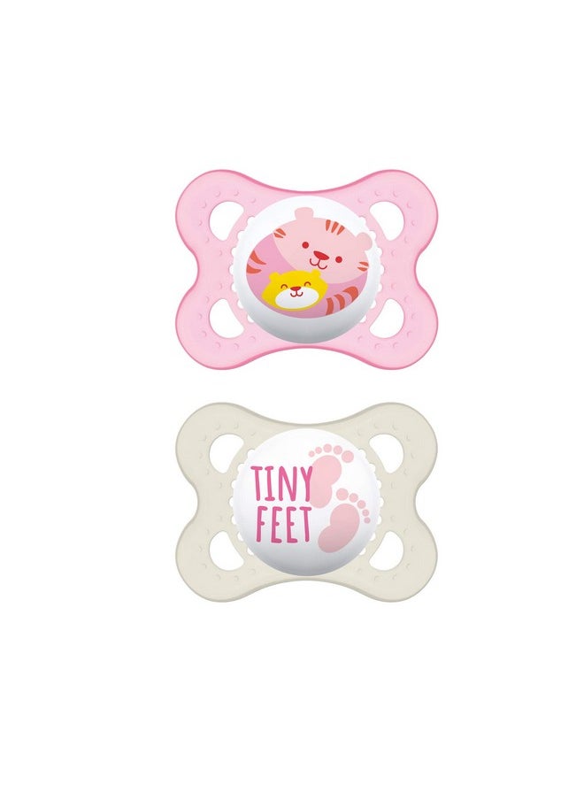 MAM Baby Pacifier 0 6 Months Best For Breastfed Babies ‘Animal' Design Collection Girl Pack Of 3 2 Count  - Image 1