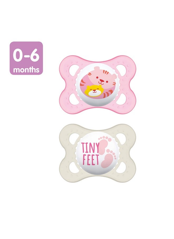 MAM Baby Pacifier 0 6 Months Best For Breastfed Babies ‘Animal' Design Collection Girl Pack Of 3 2 Count  - Image 2
