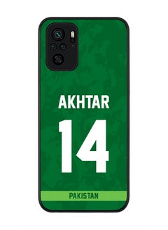 Rugged Black Edge Case for Redmi Note 10S / Redmi Note 10 4G, Slim fit Soft Case Flexible thin Cover - Player Name - Shoaib Akhtar, Jersey Number- 14