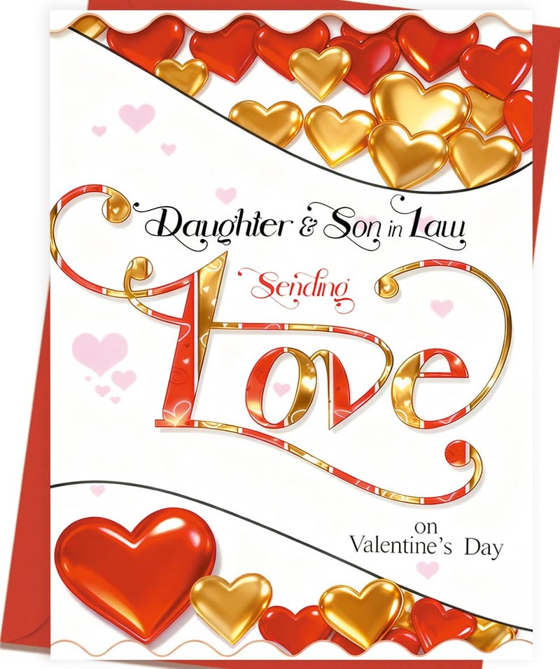 OJsensai Valentineâ€™s Day Card for Daughter and Son in Law from Parents, Valentines Decorations Gifts Ideas - Image 1