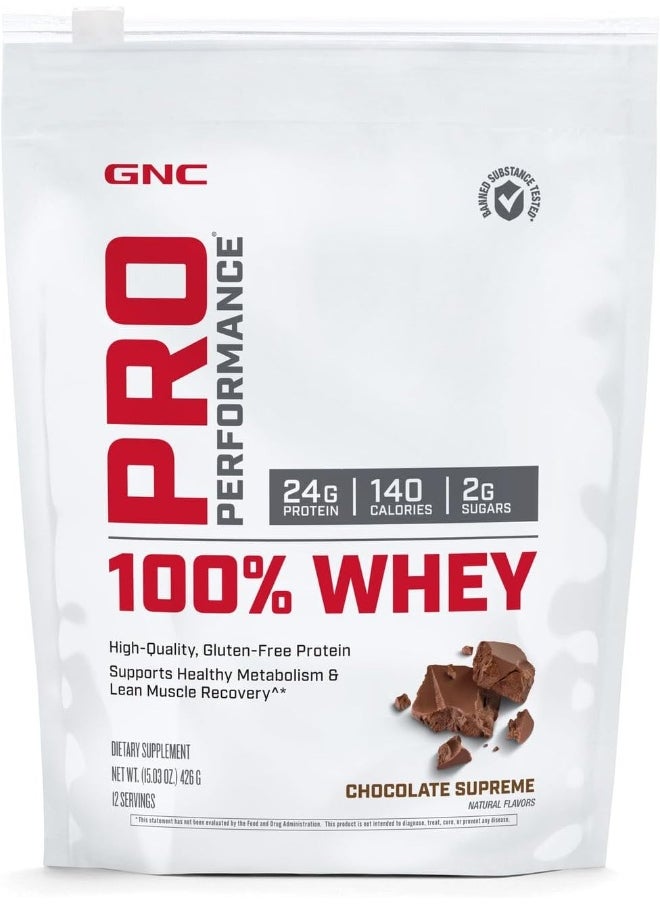 GNC Pro Performance 100 Whey Protein Chocolate Supreme 12 Servings  - Image 1