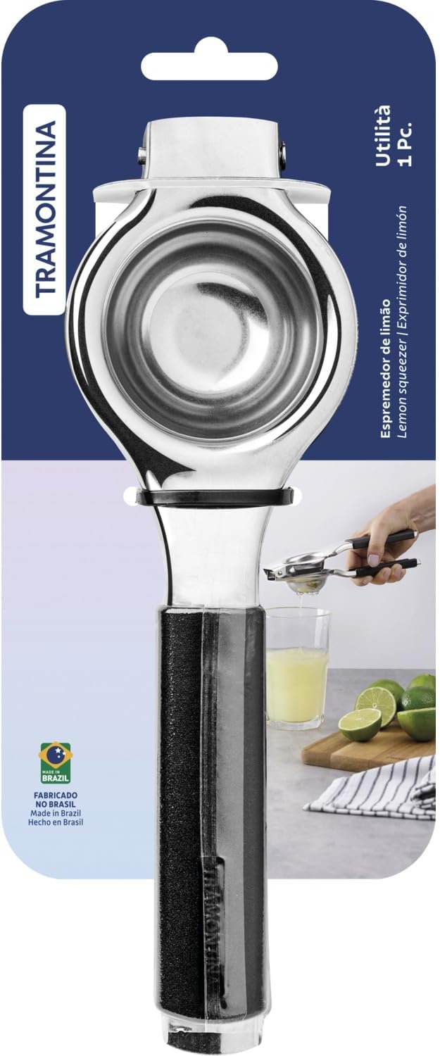 TRAMONTINA Utilitá Stainless-Steel Lemon Squeezer with Black Polypropylene Handle - Image 2