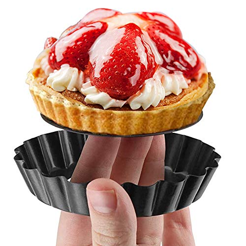 Cyimi Mini Tart Pan Set of 6, Non-Stick 4 Inch Quiche Pan, Removable Bottom Tart Pan for Pies, Quiche Bakeware, Cheese Cakes, Desserts and more - Image 3