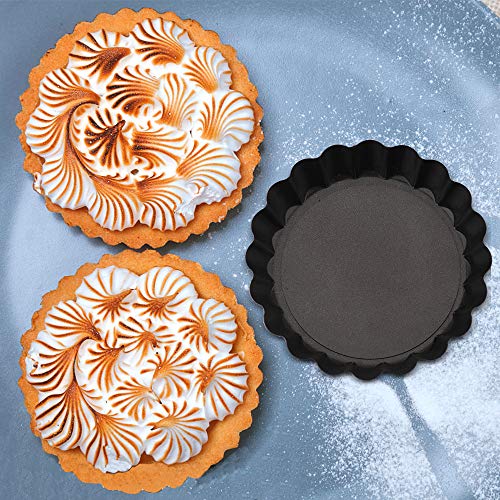 Cyimi Mini Tart Pan Set of 6, Non-Stick 4 Inch Quiche Pan, Removable Bottom Tart Pan for Pies, Quiche Bakeware, Cheese Cakes, Desserts and more - Image 5