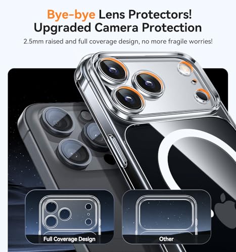 CANSHN Magnetic Compatible with iPhone 17 Pro Max Case Clear Upgraded Full Camera Protection Compatible with Magsafe NonYellowing Protective Shockproof Bumper Phone Cover 69 Inch Clear - Image 3