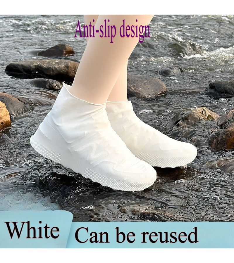 Outdoor Protective Shoe Covers 2pcs White Non Slip Wear Resistant Unisex - Image 3