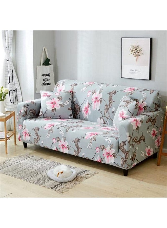 Lukzer Universal 4 Seater Sofa Cover with 2 Pillow Case 140 GSM Big Elasticity Slipcover for Couch Protector Stretchable (Pink Flower Design/230-300cm) SC-013-04 - Image 2