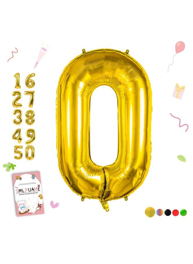 Smlpuame 40 inch Number Balloon 0-9 Gold Large Number 0 Balloons,Digital Balloons for Birthday Party Celebration Decorations Supplies, Helium Foil Number Balloons for Wedding Anniversary - Image 1