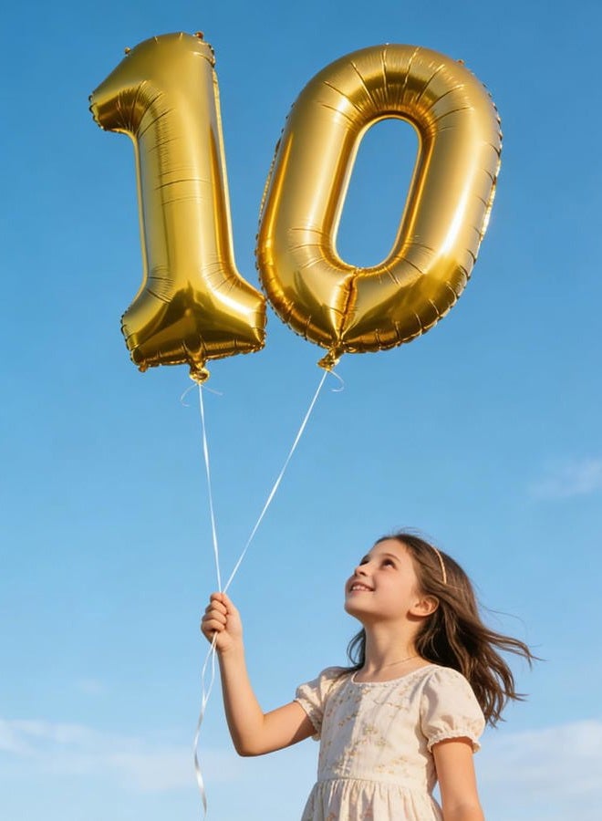 Smlpuame 40 inch Number Balloon 0-9 Gold Large Number 0 Balloons,Digital Balloons for Birthday Party Celebration Decorations Supplies, Helium Foil Number Balloons for Wedding Anniversary - Image 3