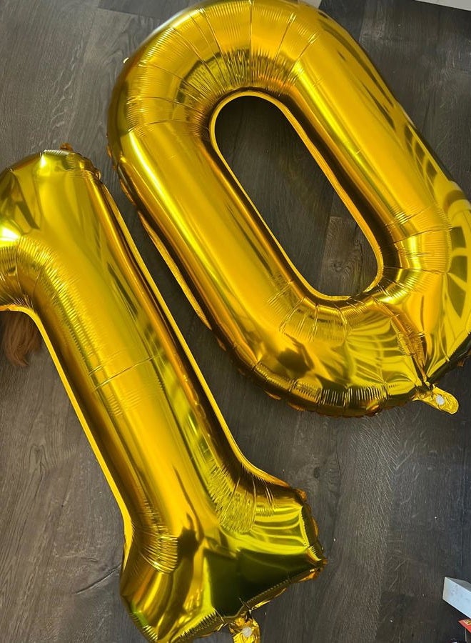 Smlpuame 40 inch Number Balloon 0-9 Gold Large Number 0 Balloons,Digital Balloons for Birthday Party Celebration Decorations Supplies, Helium Foil Number Balloons for Wedding Anniversary - Image 2