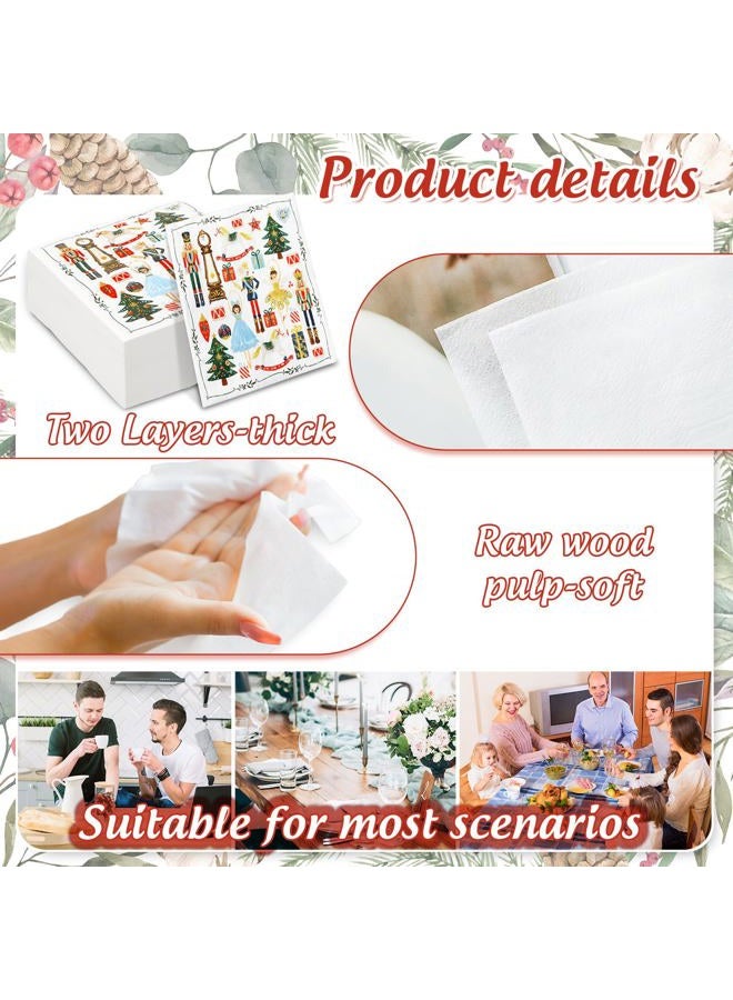 AnyDesign 80Pcs Christmas Cocktail Napkins Watercolor Nutcracker Disposable Paper Napkins Beverage Napkins for Xmas Party Tableware Supplies - Image 3