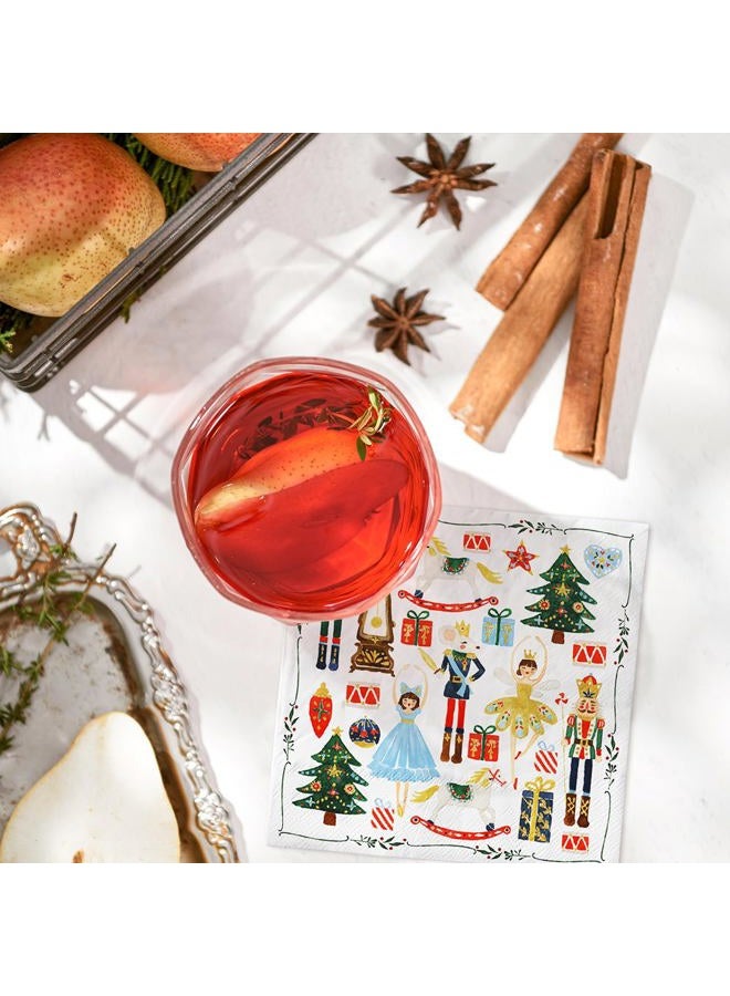 AnyDesign 80Pcs Christmas Cocktail Napkins Watercolor Nutcracker Disposable Paper Napkins Beverage Napkins for Xmas Party Tableware Supplies - Image 4