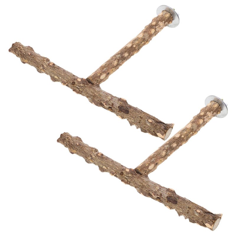 Natural Wood Bird Perch Set Of 2 Parrot Foot Exercise Grinding Sticks For Cockatiels - Image 2
