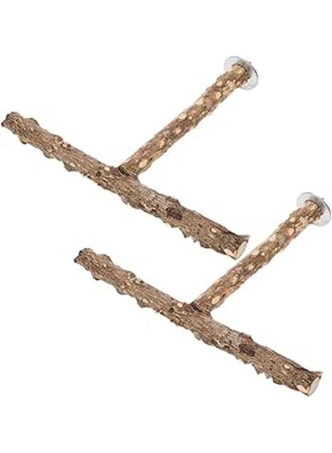 Natural Wood Bird Perch Set Of 2 Parrot Foot Exercise Grinding Sticks For Cockatiels - Image 1