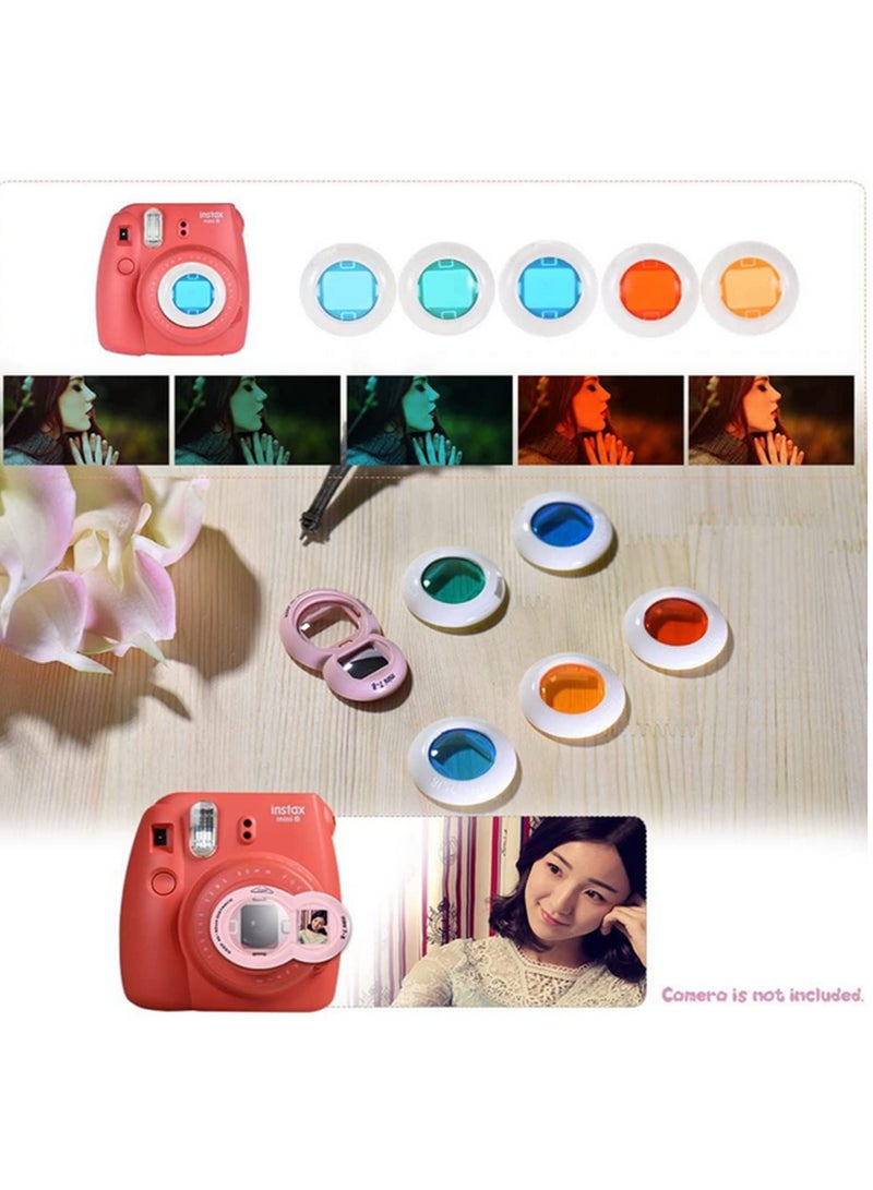 مجموعة ملحقات 14 في 1 لكاميرات Fujifilm Instax Mini 8 و8 Plus و8s و9، تشمل: حقيبة كاميرا، حزام، ملصقات، عدسة سيلفي، 5 مرشحات ملونة، ألبوم، 3 أنواع من الأفلام، إطارات طاولة، 10 إطارات حائط، و40 إطارًا للحدود. - Image 5