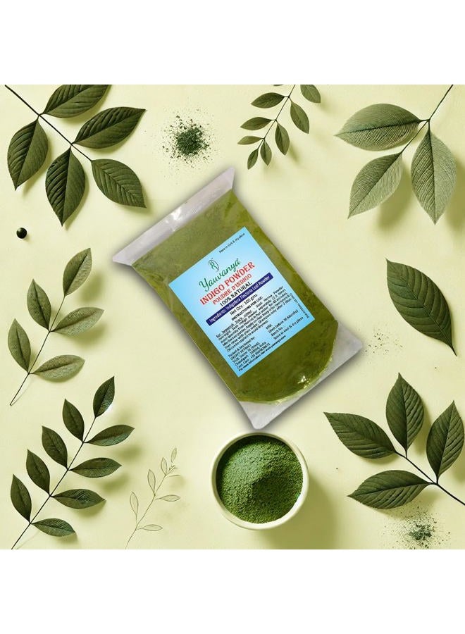 Yauvanya مسحوق النيلي النقي - إنديغوفيرا تينكتوريا (100% طبيعي، خالي من المواد الكيميائية، خالي من الأمونيا) لون شعر للشعر - 300 جرام (3 عبوات من 100 جرام لكل منها) - Image 3