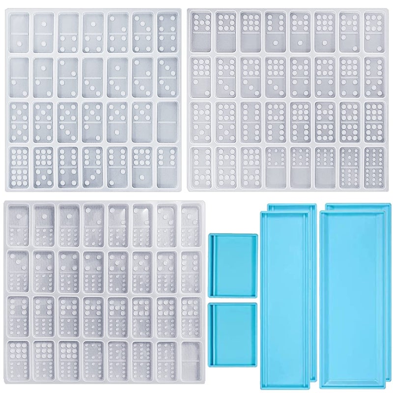 4 Packs Domino Molds and Dominoes Box Molds CNYMANY 92 Cavities Double 12 Silicone Epoxy Resin Casting Jumbo Mold Clay Mold Storage Box Mold for DIY Pendant Jewelry Crafts Making Tool