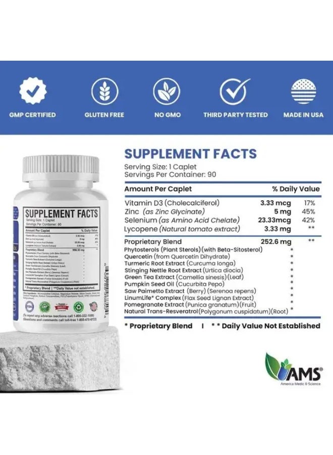 AMS مكمل بروستافورتي المتقدم لصحة البروستاتا، عبوة من 90 قرصاً - Image 2