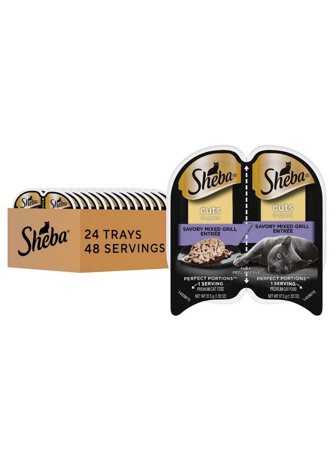 Sheba Sheba Perfect Portions Wet Cat Food Cuts in Gray Savory Mixed Grill Entree, 2.6 oz. Twin-Pack Trays (24 Count, 48 Servings)  - Image 1