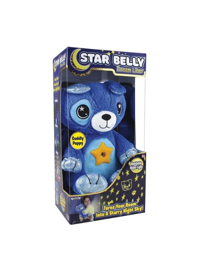 Star Belly Dream Lites Stuffed Animal Night Light – Cuddly Blue Puppy Plush – Projects Glowing Stars & Shapes in 6 Gentle Colors – Comforting Bedtime Companion Toy, As Seen on TV - Image 1