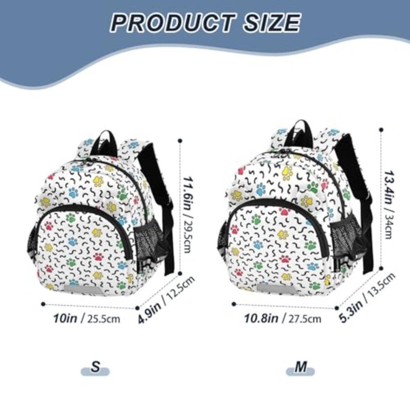 Dog Paw Cat Footprint Backpack Leash Preschool Backpack Toddler Backpacks for Girls Boys 3-6 Anti-Lost Baby Harness M - Image 2