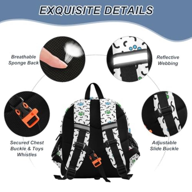 Dog Paw Cat Footprint Backpack Leash Preschool Backpack Toddler Backpacks for Girls Boys 3-6 Anti-Lost Baby Harness M - Image 3