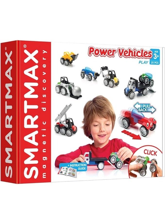 SmartMax Power Vehicles Mix By Smartmax - A Magnetic Discovery Building Set Featuring Safe, Extra-Strong, Oversized Building Pieces for Ages 3+ - Image 2