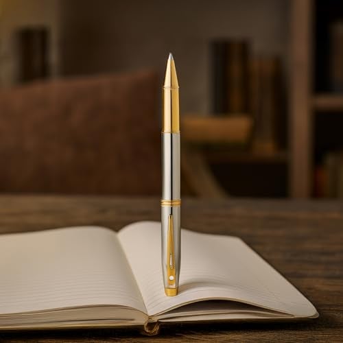 Sheaffer 100 Chrome Rollerball Pen with Gold Tone Trim - Image 2