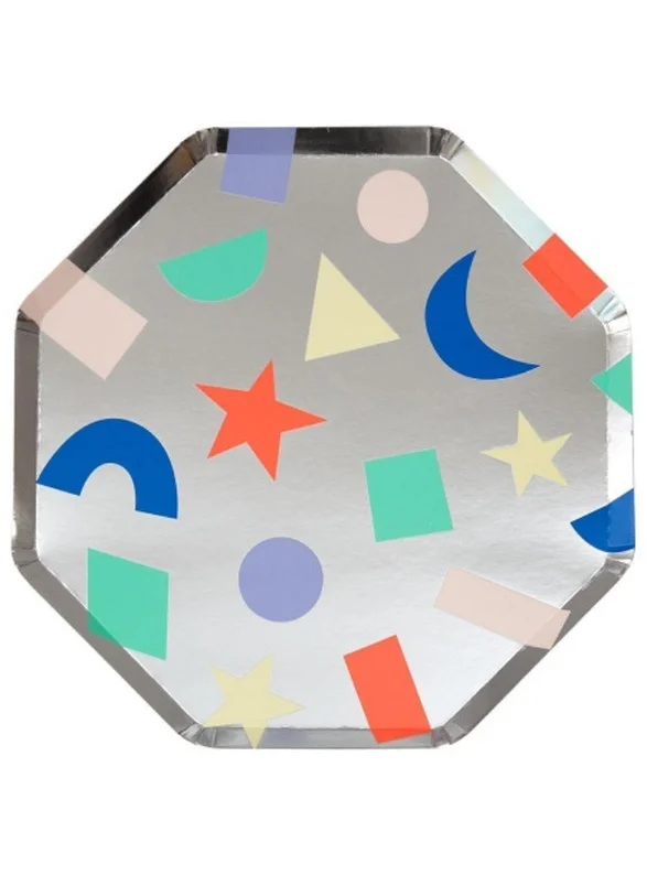Meri Meri Silver Geometric Dinner Plates