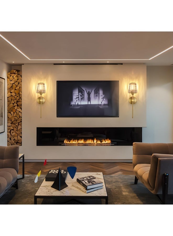 XICEN 2 Pack Crystal Wall Sconces, Gold Wall Sconce with USB Rechargeable LED Light Bulbs, RGB and Dimmable, Remote Control, Rechargeable Wall Lamps for Bedroom, Living Room, and Hallway - Image 2