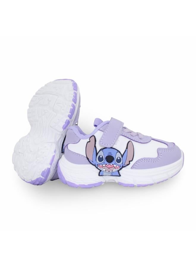 Baby Girls Leather Sneakers – Purple with Stitch Design - Image 3