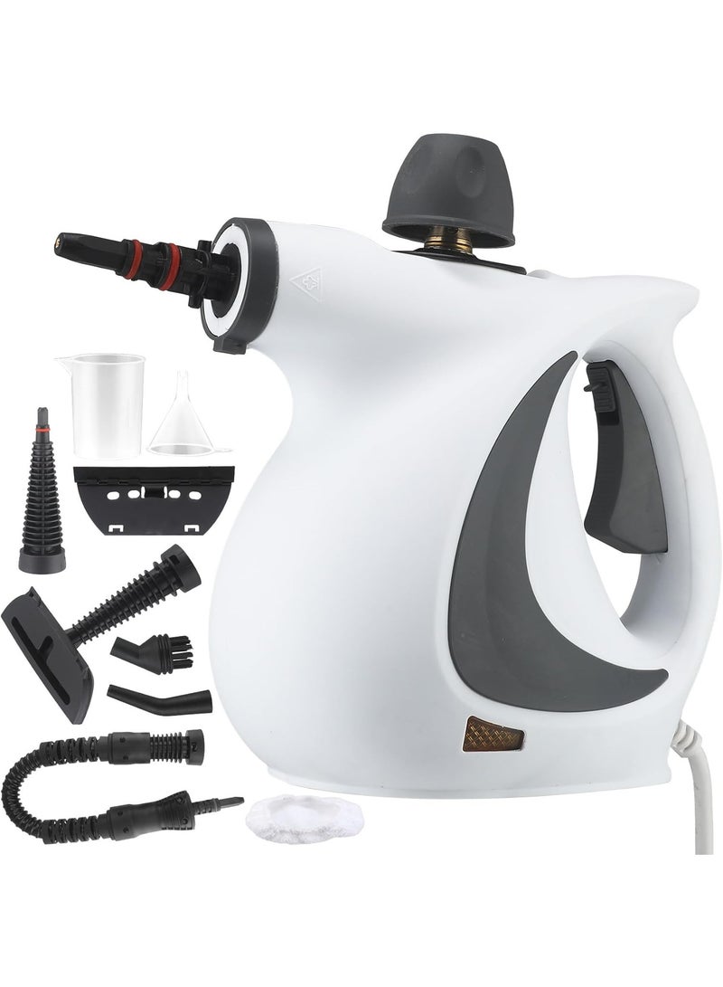 منظف البخار المضغوط اليدوي مع 9 أجهزة كمبيوتر شخصية، البخار المحمول للتنظيف، منظف البخار للاستخدام المنزلي، البخار لتنظيف السيارة، الأثاث، الأرضية (الرمادي) - Image 1