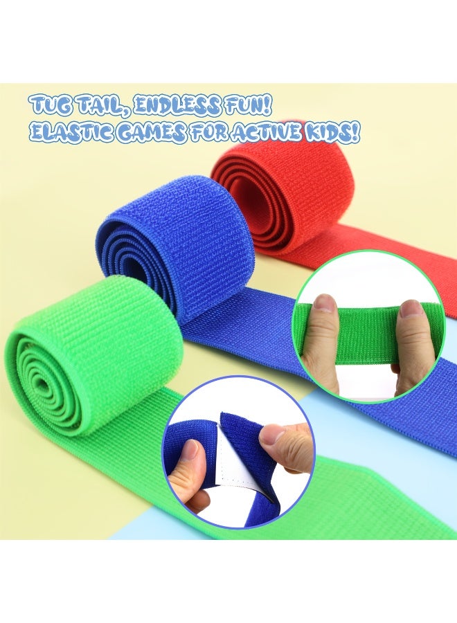 BEBEGO 3pcs Kids Elastic Tug-of-Tail Belts - Adjustable Stretchable Capture Training Belts for Outdoor Games, Family Picnics & Carnivals - Vibrant Mixed Colors (Blue, Red, Yellow), Playful Tag Games | Colorful Adventure Gear | Durable Game Gear - Image 5
