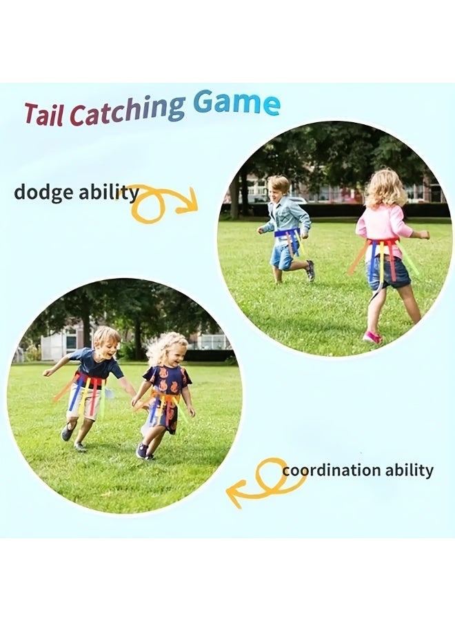 BEBEGO 3pcs Kids Elastic Tug-of-Tail Belts - Adjustable Stretchable Capture Training Belts for Outdoor Games, Family Picnics & Carnivals - Vibrant Mixed Colors (Blue, Red, Yellow), Playful Tag Games | Colorful Adventure Gear | Durable Game Gear - Image 2