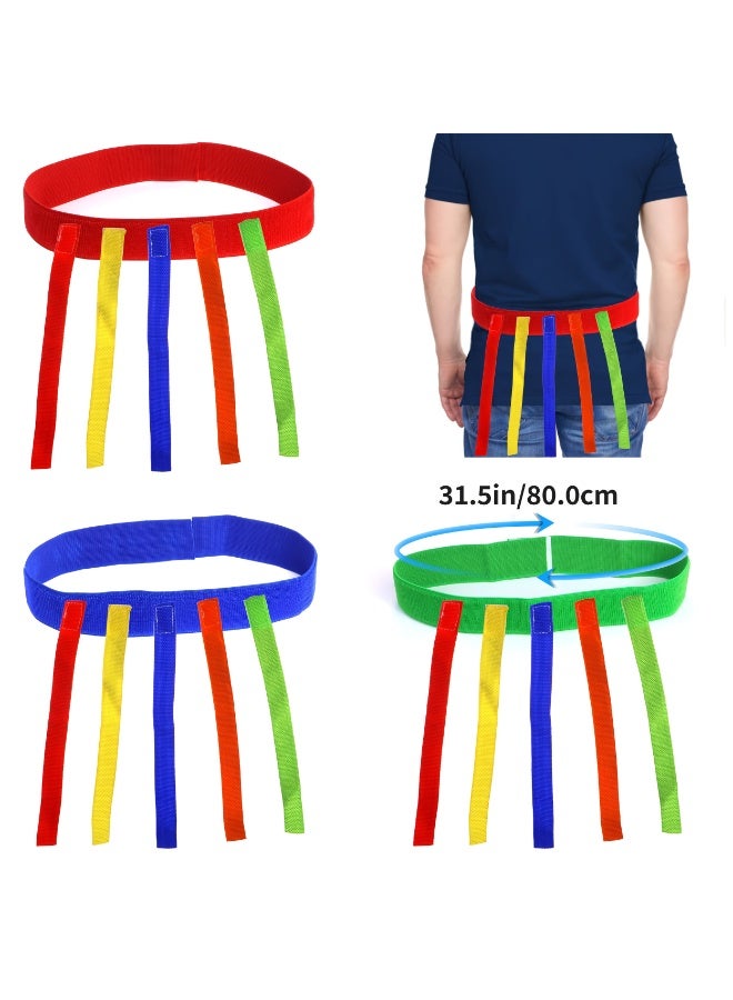 BEBEGO 3pcs Kids Elastic Tug-of-Tail Belts - Adjustable Stretchable Capture Training Belts for Outdoor Games, Family Picnics & Carnivals - Vibrant Mixed Colors (Blue, Red, Yellow), Playful Tag Games | Colorful Adventure Gear | Durable Game Gear - Image 3