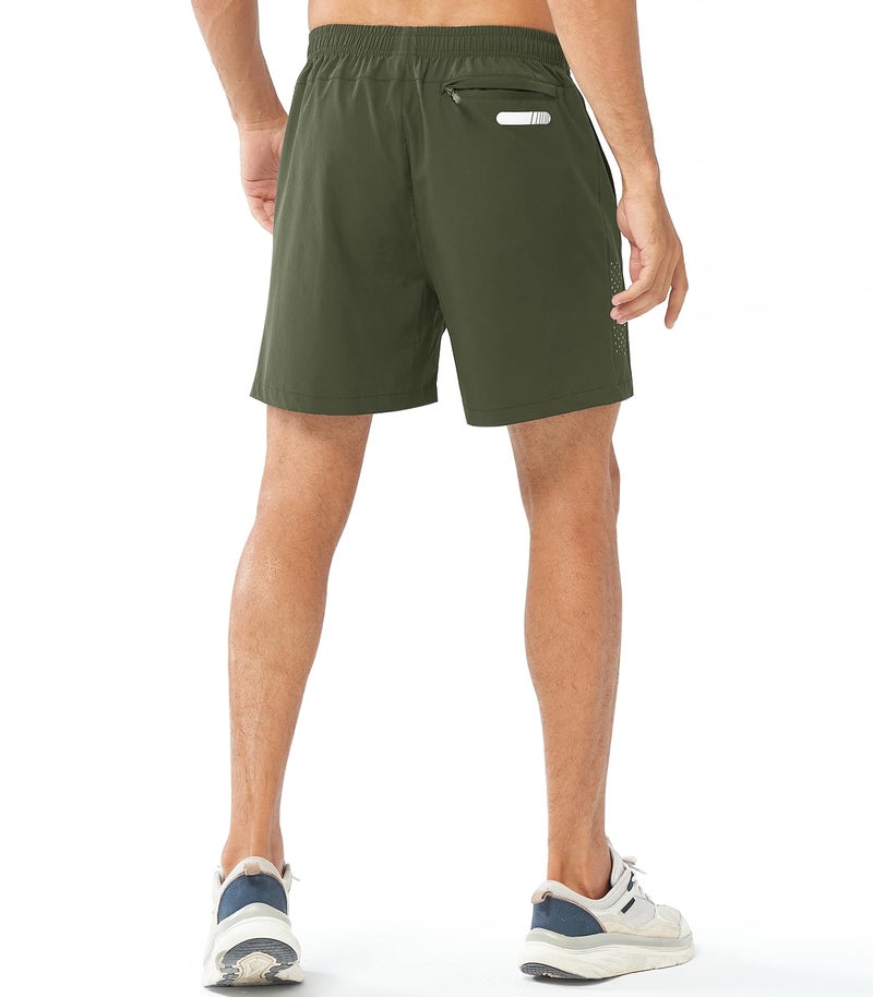 NORTHYARD Men's Athletic Running Shorts Gym Workout Shorts 7"/ 9"/ 5" Quick Dry Lightweight Sports Basketball Exercise Tennis Exercise ARMYGREEN-5inch M - Image 2