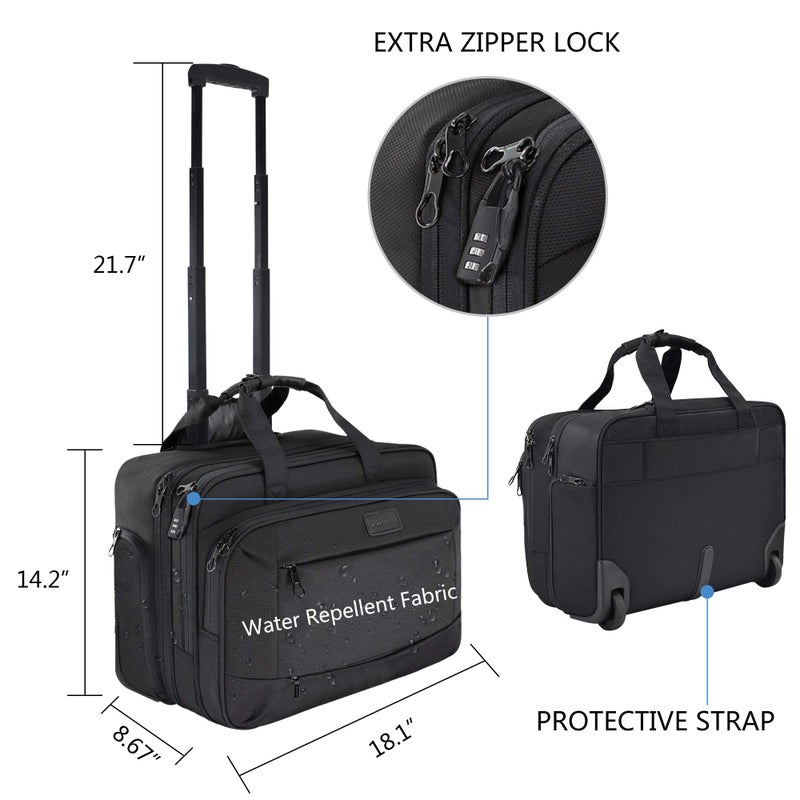 KROSER KROSER Wheeled Laptop Briefcases Wheeled Bag for Computer up to 17.3" Waterproof Wheeled Briefcase with RFID Pockets for Men/Women Rolling Laptop Bag  - Image 2
