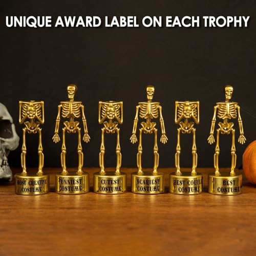ORIENTAL CHERRY Halloween Party Supplies - Golden Best Costume Skeleton Trophies for Kids Adults Halloween Party Games Decorations Favors Costume Contest Awards Prizes - 4 Pack - Image 5