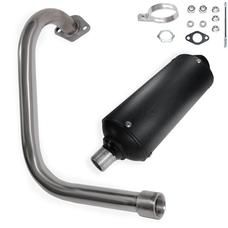JMCHstore Performance Long Exhuast Pipe Muffler for Coleman BT200X CT200U EX KT196 196 Mini Bike Go Kart Predator 212 224 Honda GX160 Clone Engine Baja Warrior MB200 Parts Black