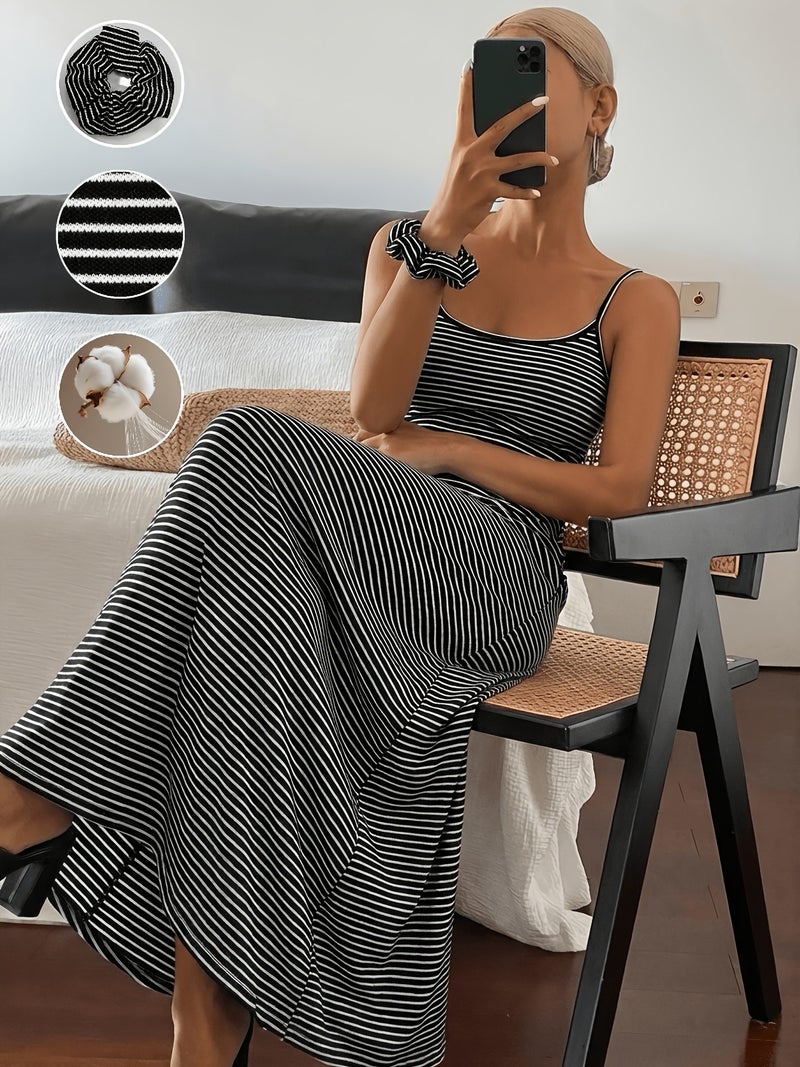 Ins Style Summer Striped Slip Dress - Stretchy, Comfortable & Slim-Fit - Image 3