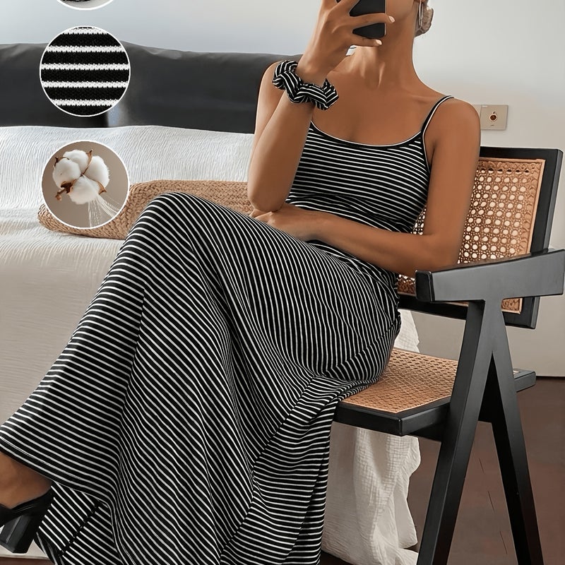 Ins Style Summer Striped Slip Dress - Stretchy, Comfortable & Slim-Fit - Image 1