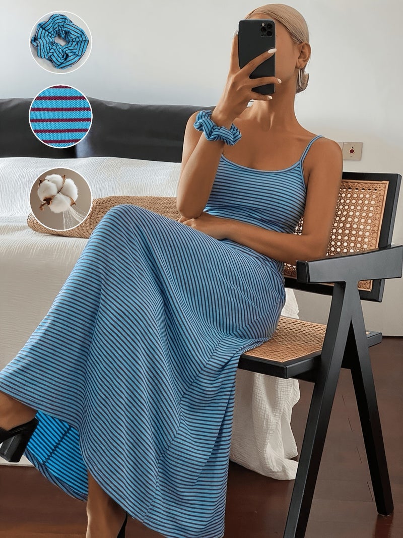 Ins Style Summer Striped Slip Dress - Stretchy, Comfortable & Slim-Fit - Image 5