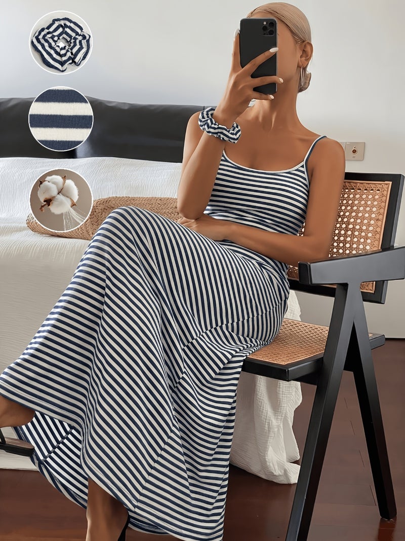 Ins Style Summer Striped Slip Dress - Stretchy, Comfortable & Slim-Fit - Image 4