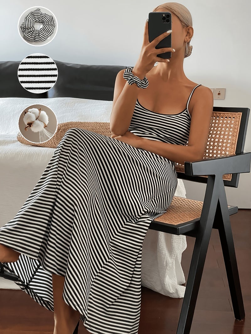 Ins Style Summer Striped Slip Dress - Stretchy, Comfortable & Slim-Fit - Image 2